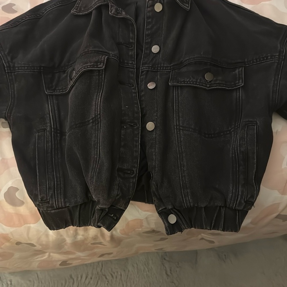 Black Denim Button Up Jacket
